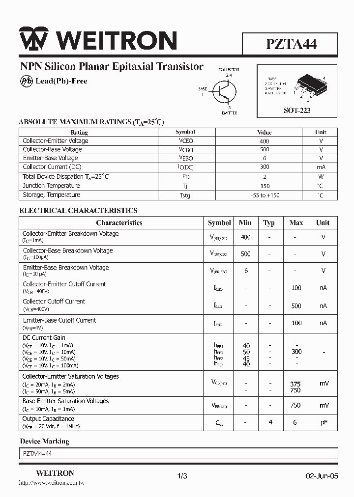 PZTA44_1019038.PDF Datasheet