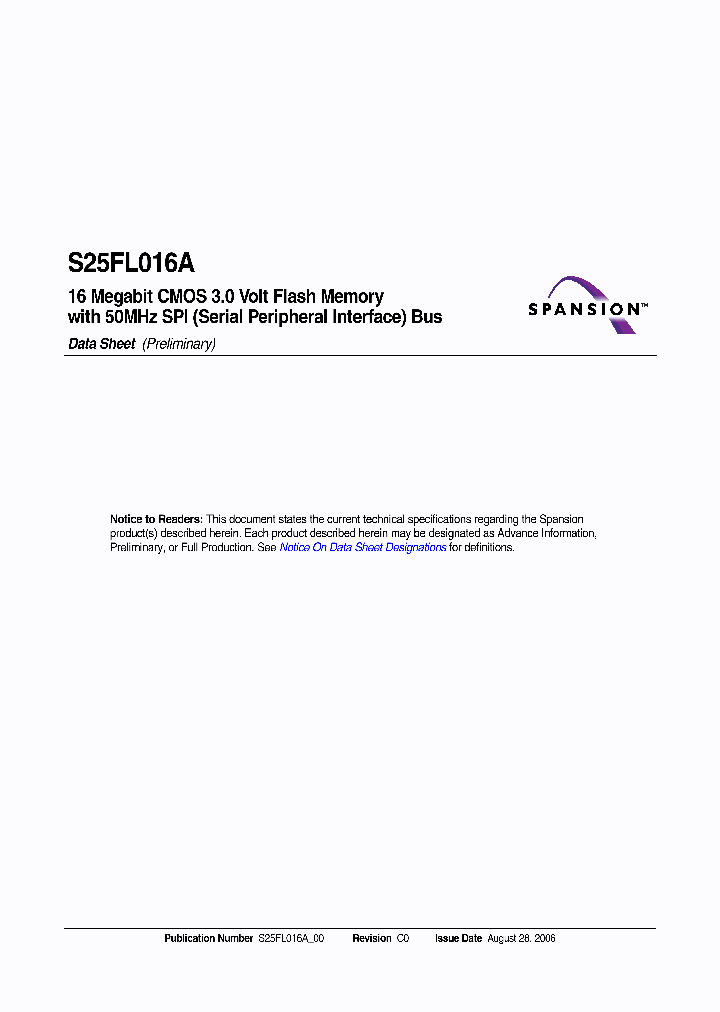 S25FL016A0LNAI010_670123.PDF Datasheet