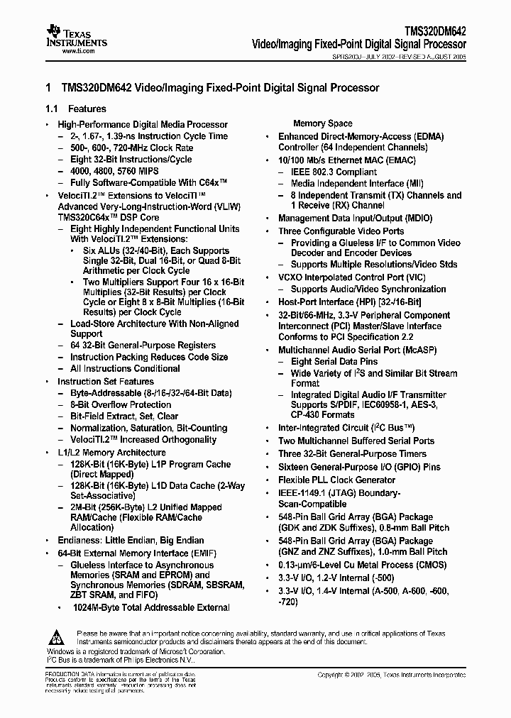 TMS320DM642GDK600_953881.PDF Datasheet