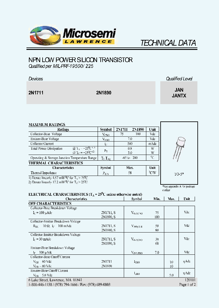 JAN2N1711_797699.PDF Datasheet