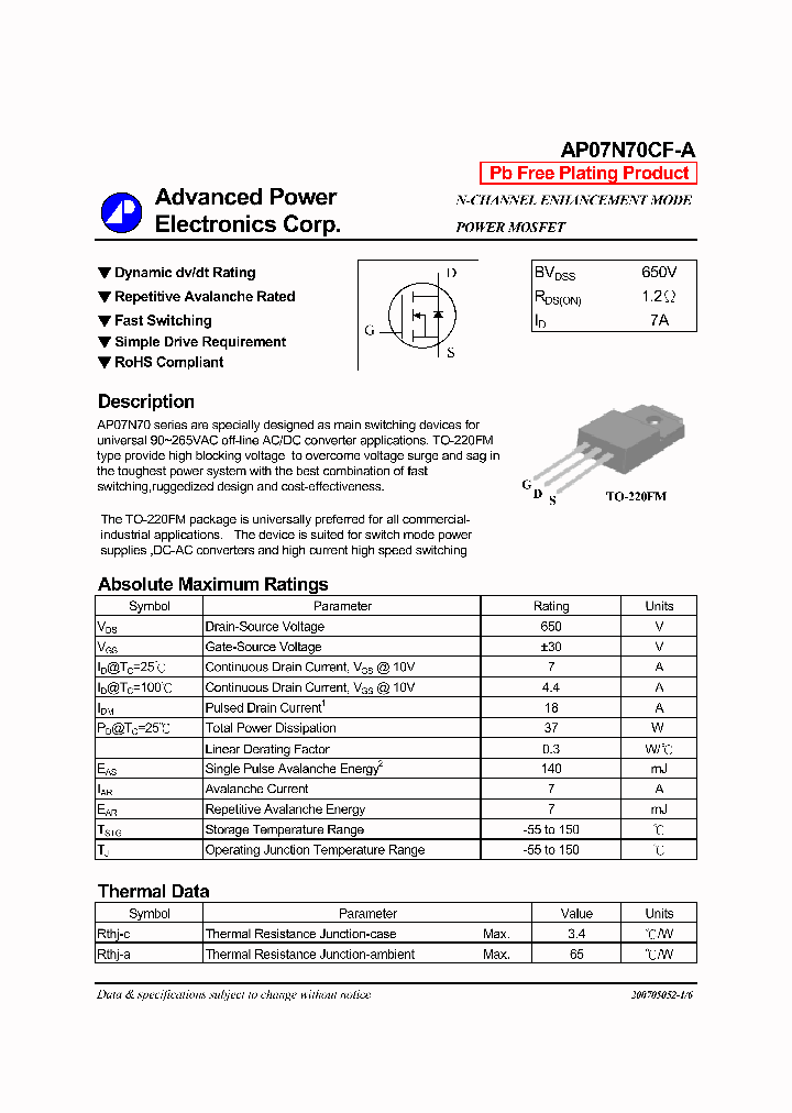 AP07N70CF-A_1051612.PDF Datasheet