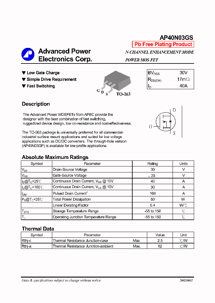 AP40N03GS_1051621.PDF Datasheet