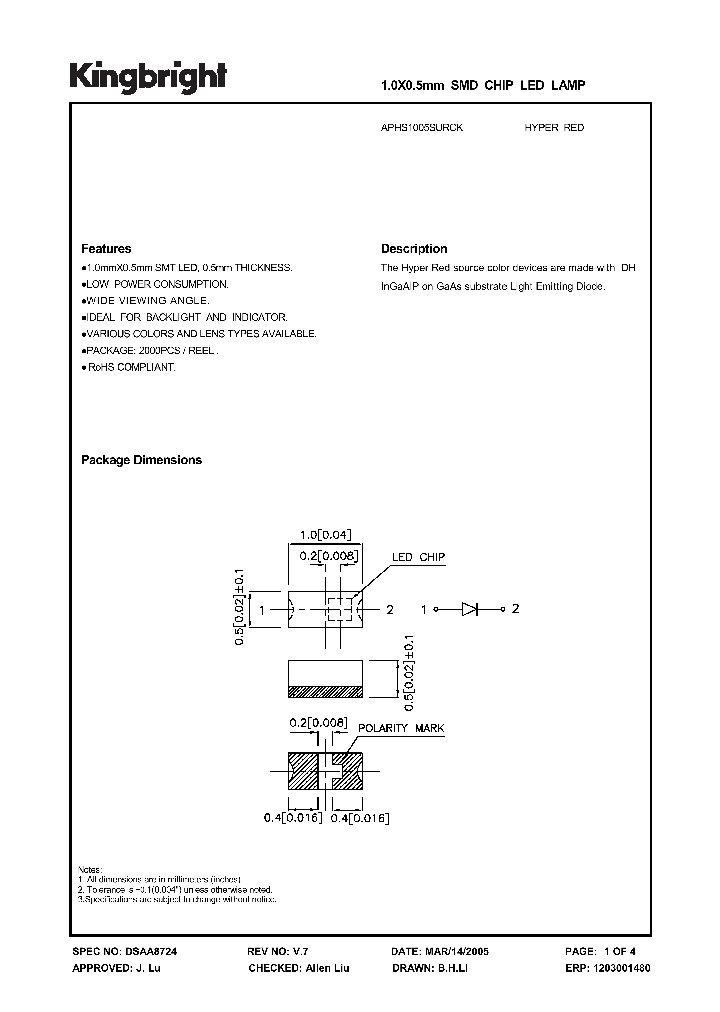 APHS1005SURCK_1210905.PDF Datasheet