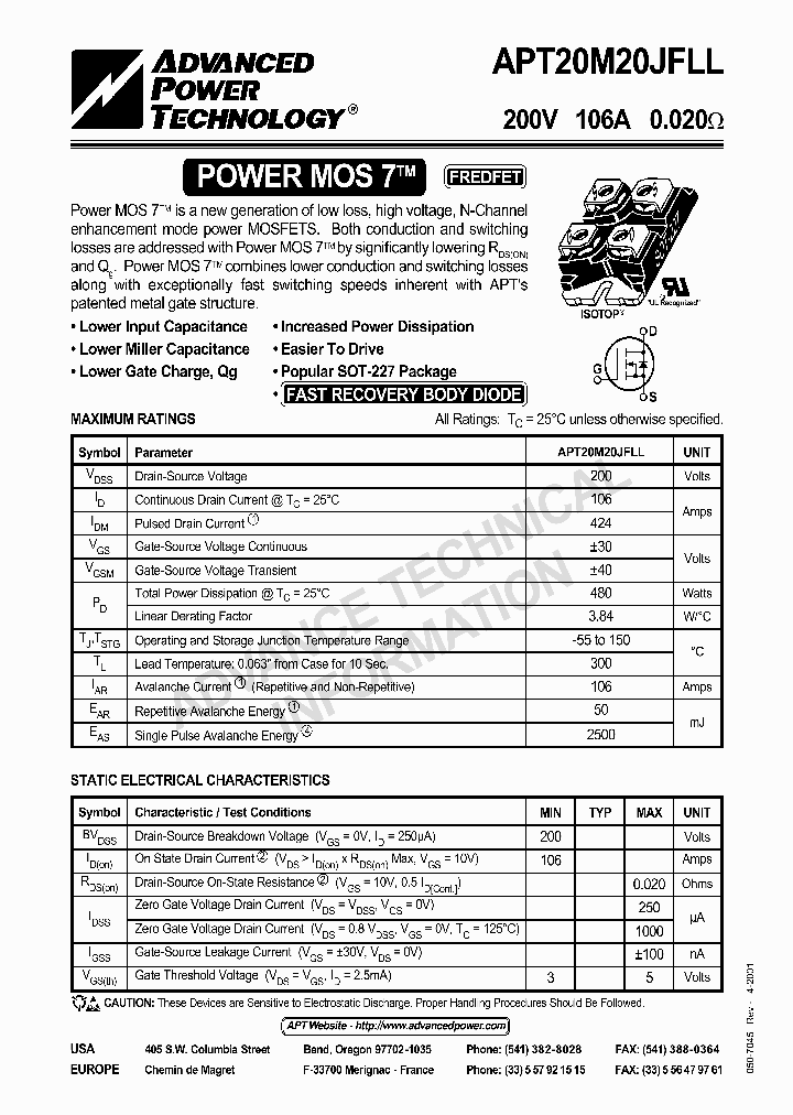 APT20M20JFLL_1211459.PDF Datasheet