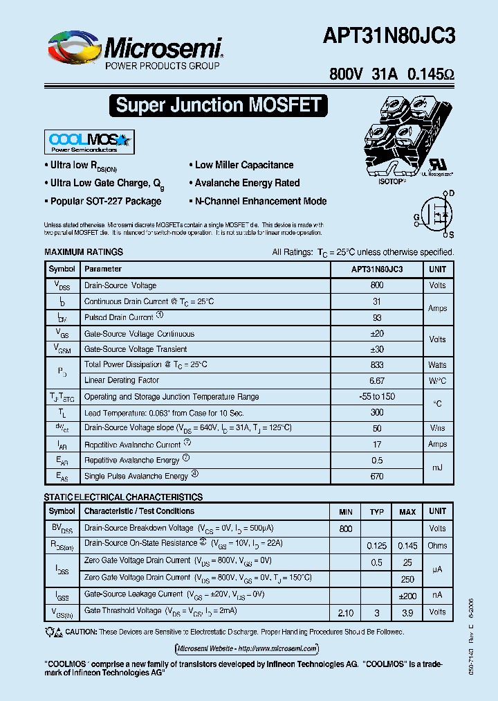 APT31N80JC3_1211610.PDF Datasheet