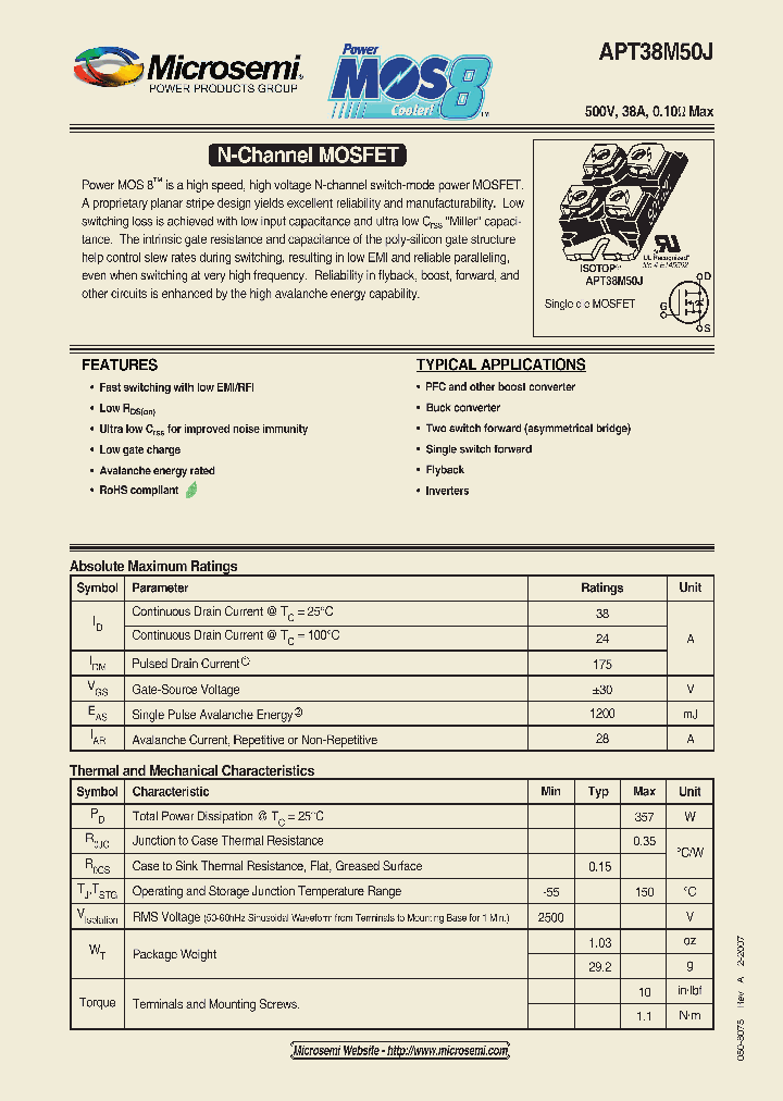 APT38M50J_1211642.PDF Datasheet