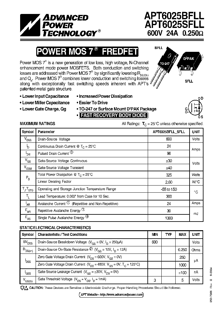 APT6025SFLL_1211837.PDF Datasheet