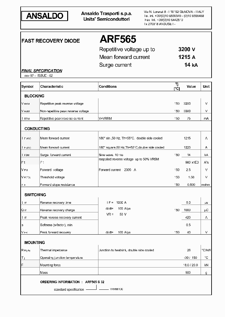 ARF565S32_1212967.PDF Datasheet