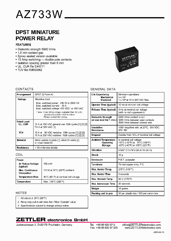 AZ733W-2A-60D_1090277.PDF Datasheet