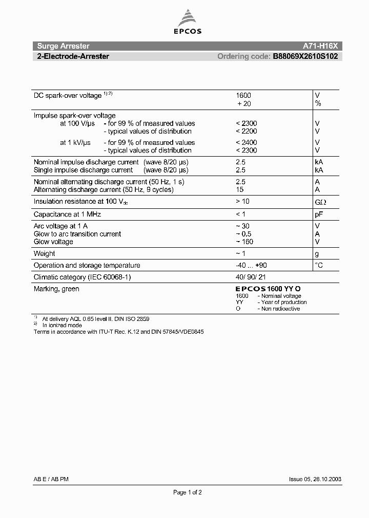 B88069X2610S102_1216514.PDF Datasheet