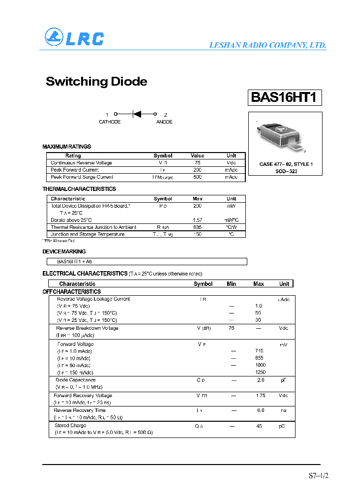 BAS16HT1_1217127.PDF Datasheet