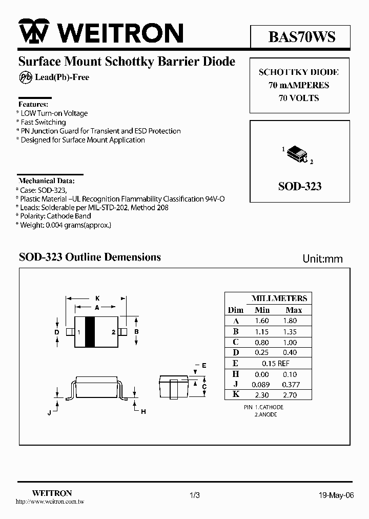 BAS70WS_1217288.PDF Datasheet