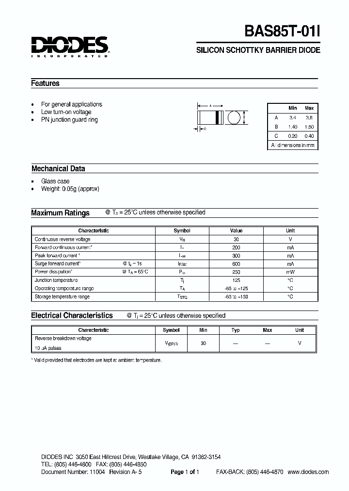 BAS85T_1217299.PDF Datasheet