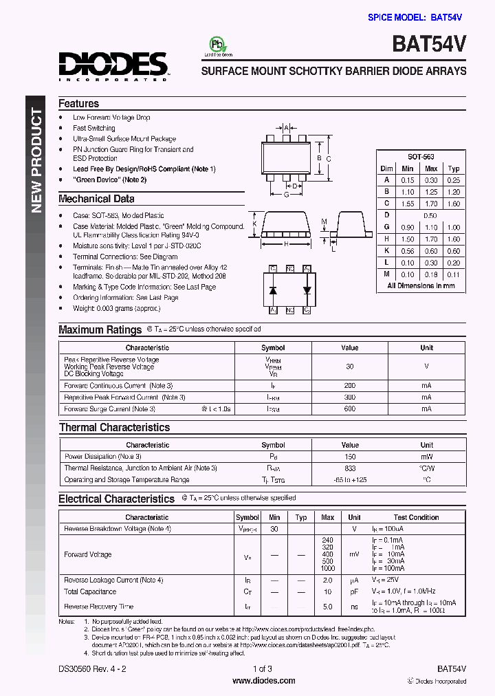 BAT54V1_1217425.PDF Datasheet