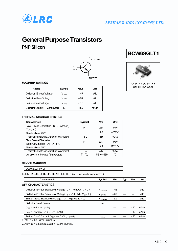 BCW68GLT1_1218490.PDF Datasheet