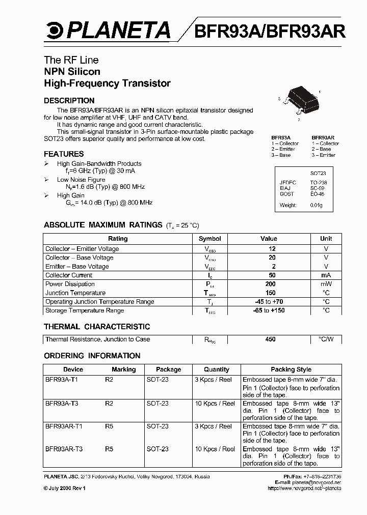 BFR93AR-T1_1103670.PDF Datasheet