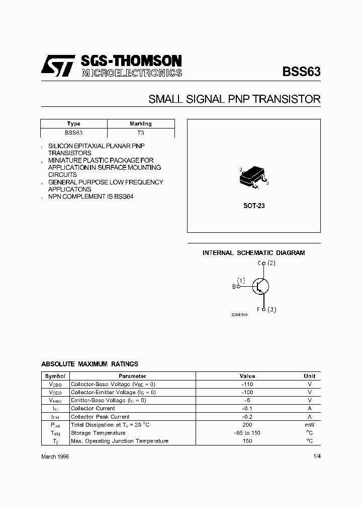 BSS63_1037322.PDF Datasheet
