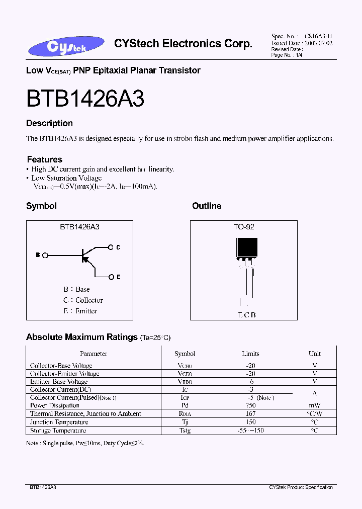 BTB1426A3_1221171.PDF Datasheet