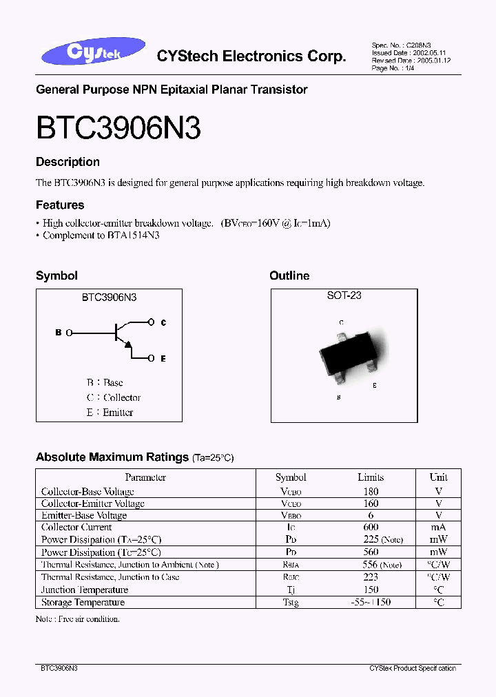 BTC3906N3_1149220.PDF Datasheet