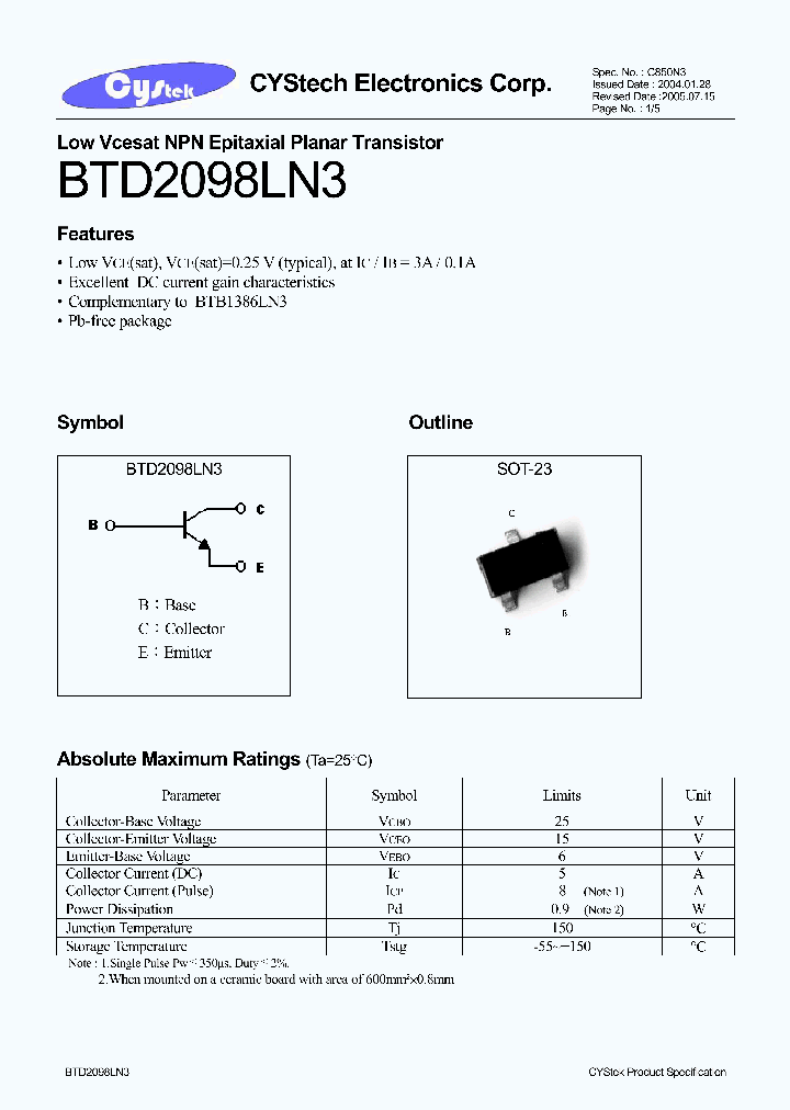 BTD2098LN3_1221242.PDF Datasheet