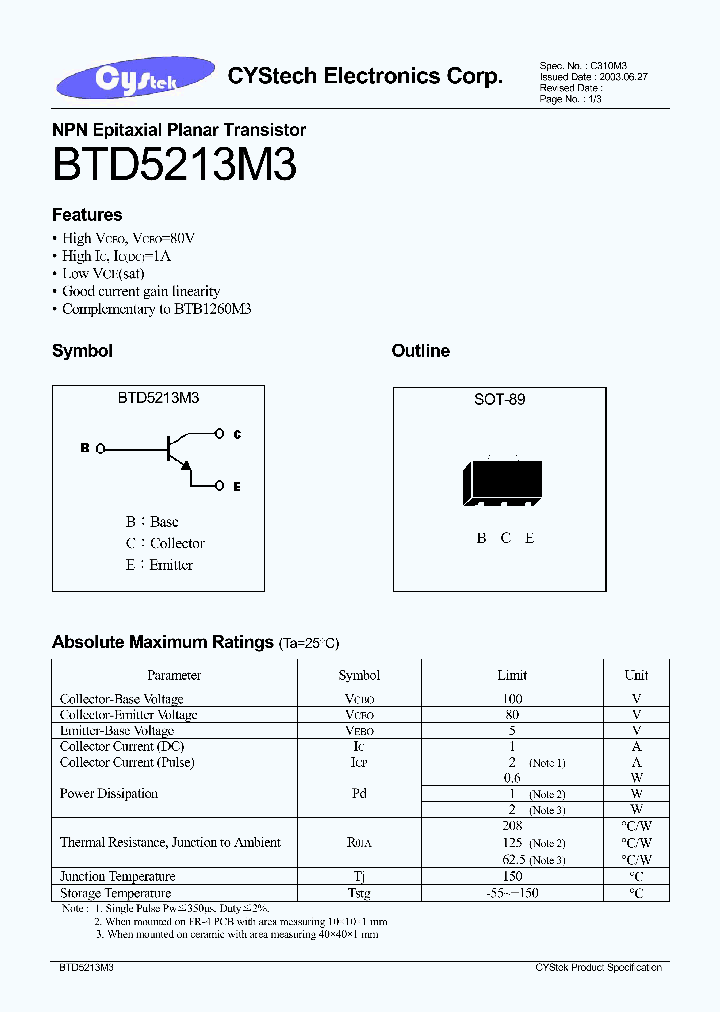BTD5213M3_1221259.PDF Datasheet