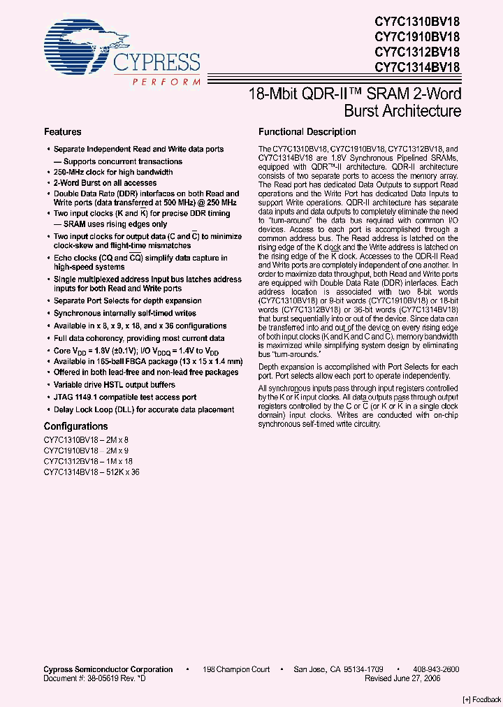 CY7C1910BV18_1067680.PDF Datasheet