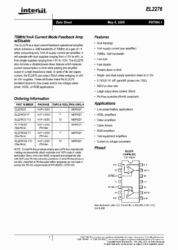 EL2276CSZ-T7_1236432.PDF Datasheet