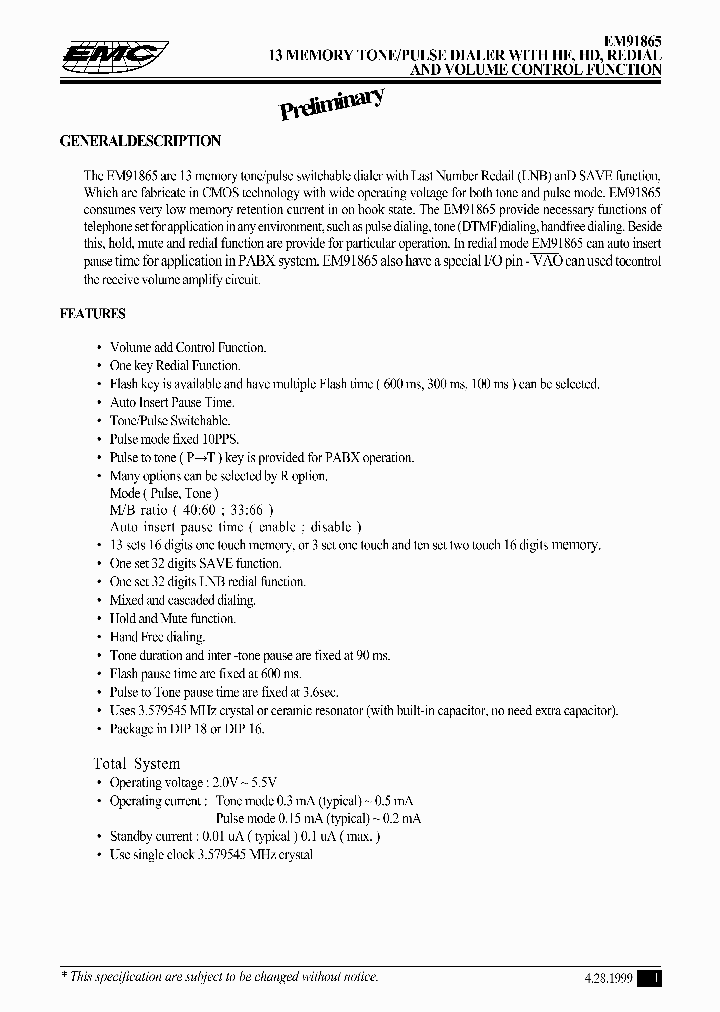 EM91865B_1237158.PDF Datasheet