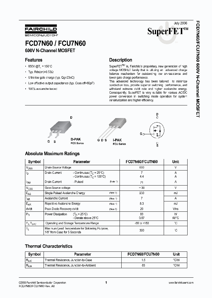 FCD7N60TF_1111637.PDF Datasheet