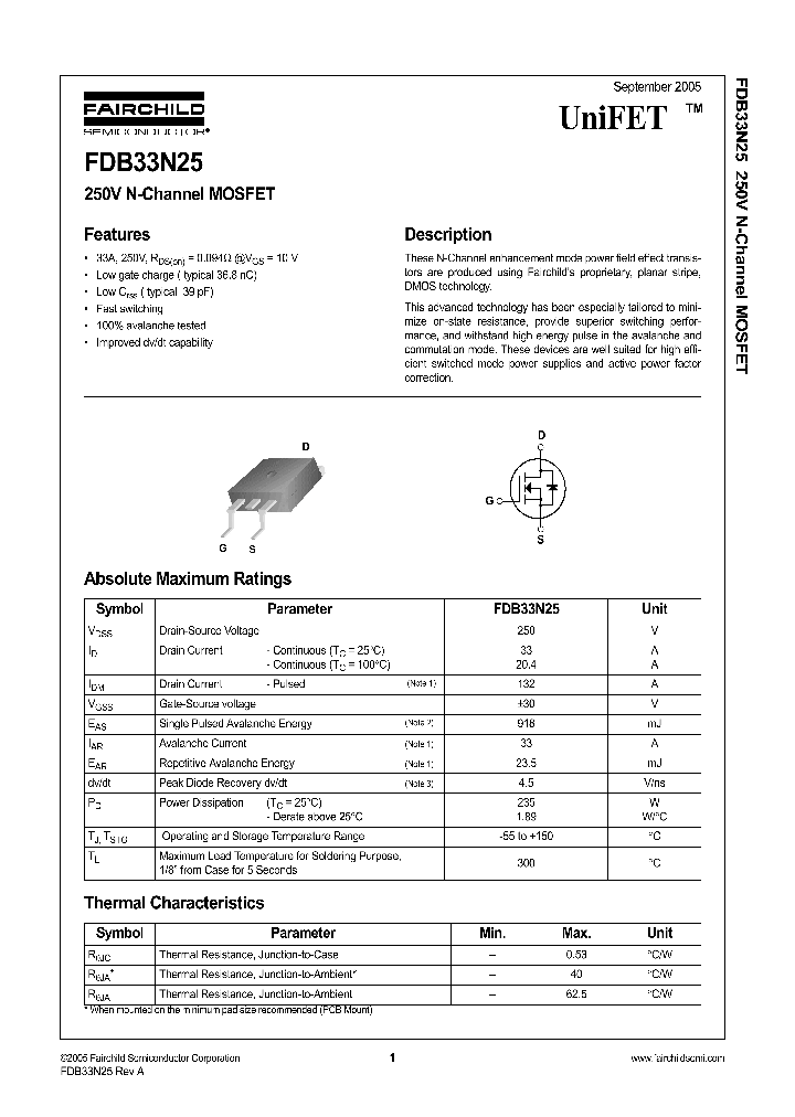 FDB33N25TM_747174.PDF Datasheet