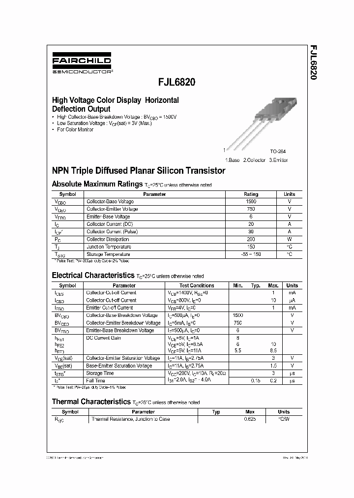 FJL6820_1240290.PDF Datasheet