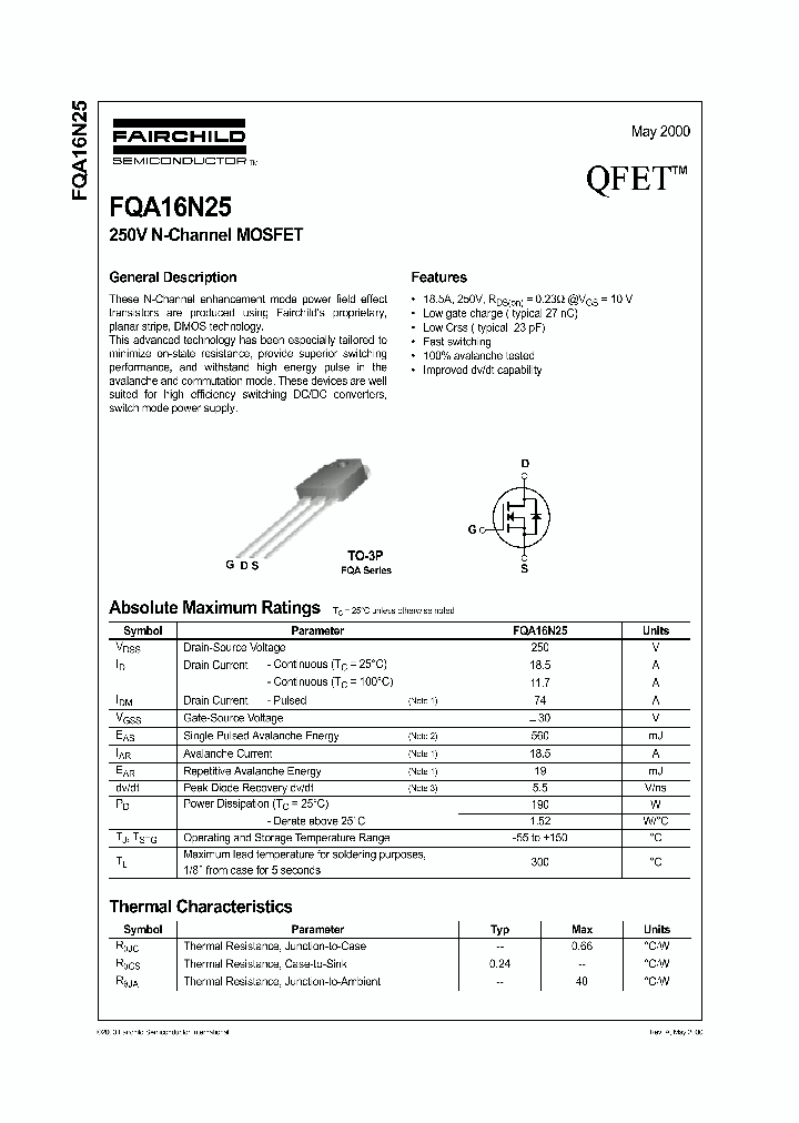 FQA16N25_1241405.PDF Datasheet