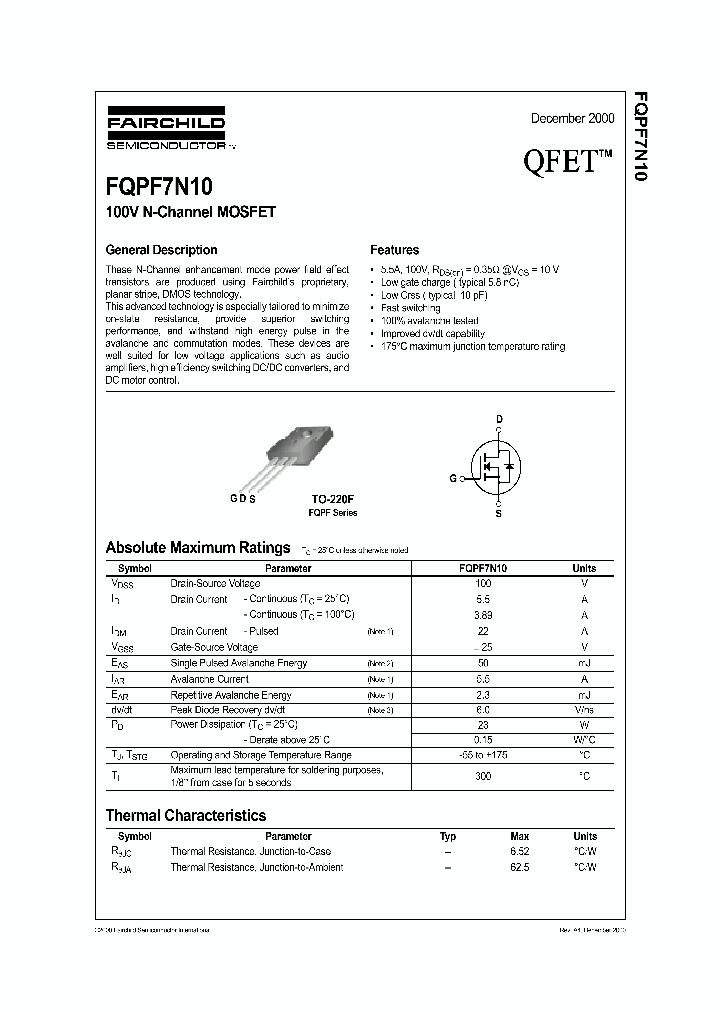 FQPF7N10_1241909.PDF Datasheet