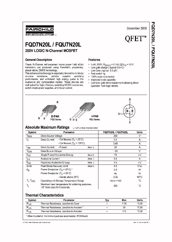 FQU7N20L_1242012.PDF Datasheet