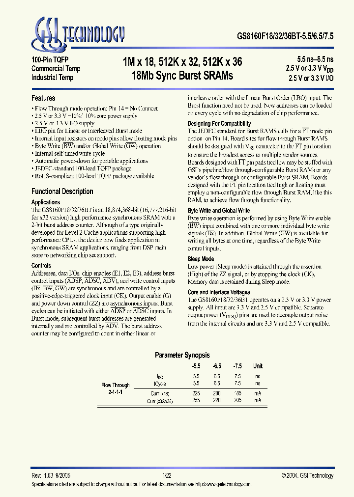 GS8160F18BT-65_626167.PDF Datasheet