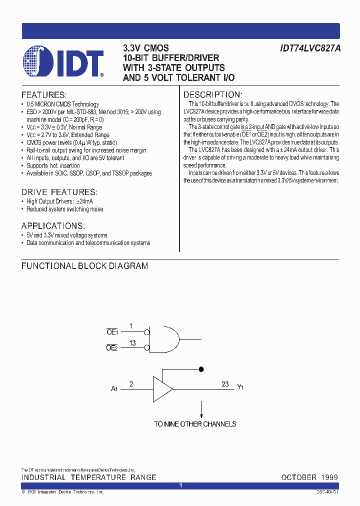 IDT74LVC827ASO_1254085.PDF Datasheet