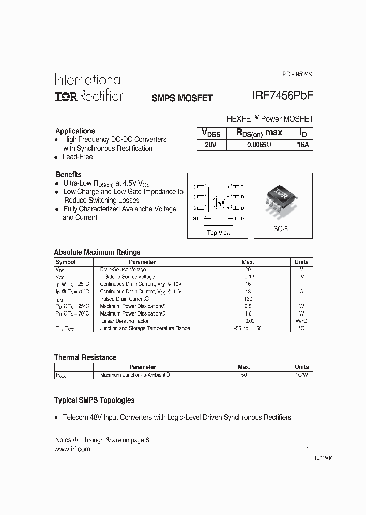 IRF7456PBF_1255605.PDF Datasheet