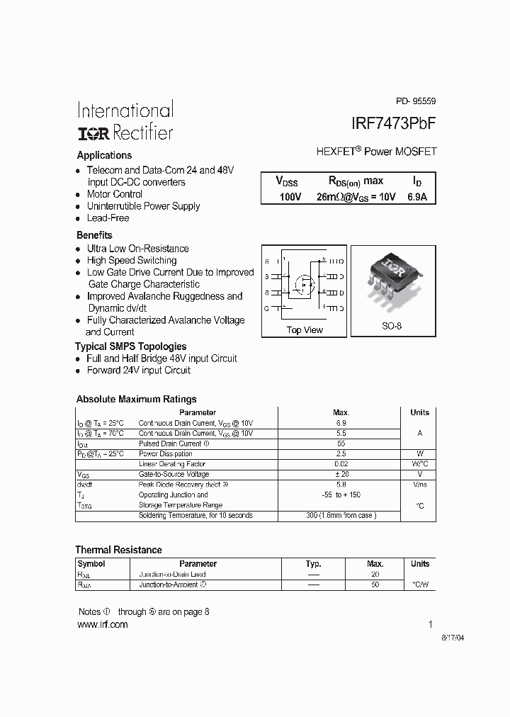 IRF7473PBF_1255621.PDF Datasheet