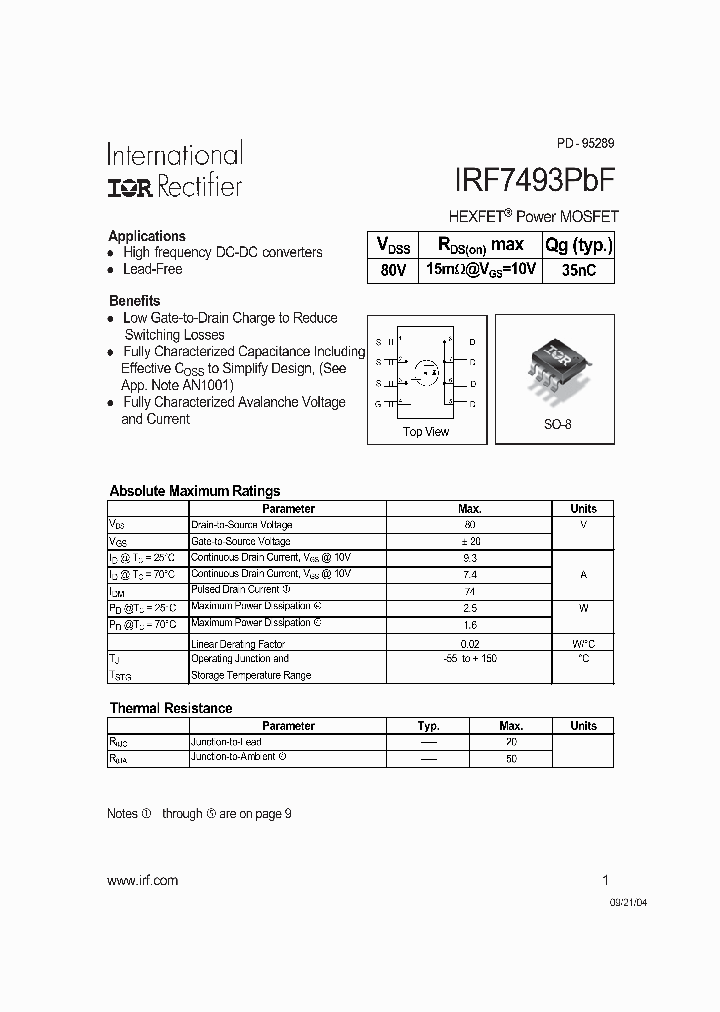 IRF7493PBF_1255634.PDF Datasheet