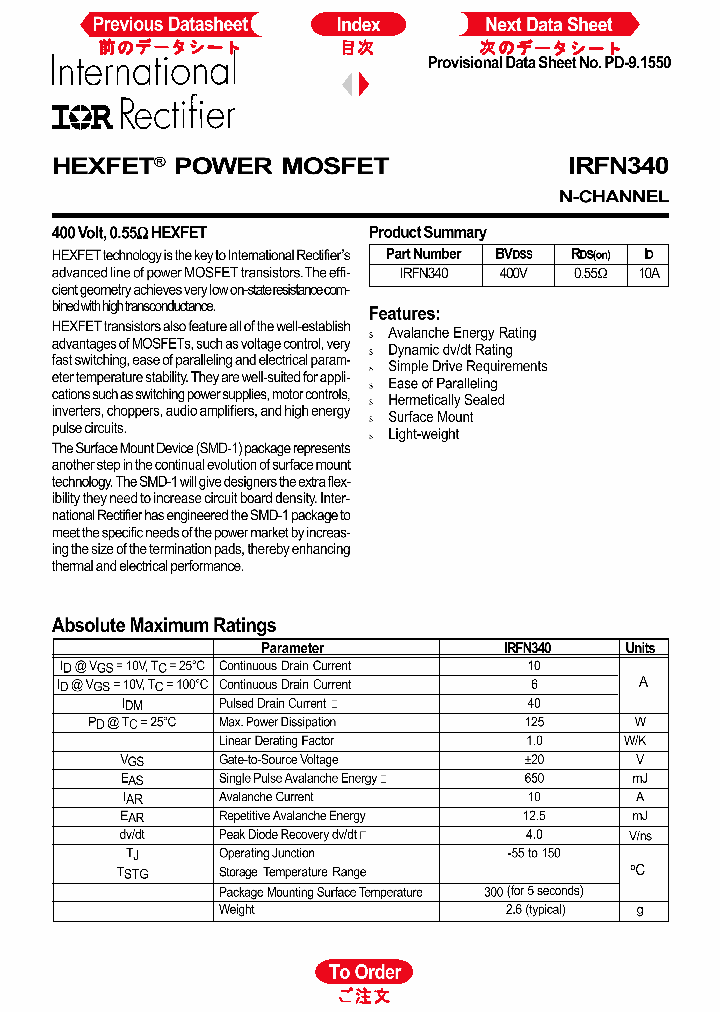 IRFN340_1255958.PDF Datasheet