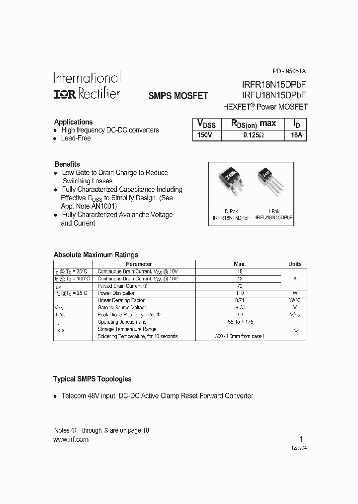 IRFR18N15DPBF_1154933.PDF Datasheet
