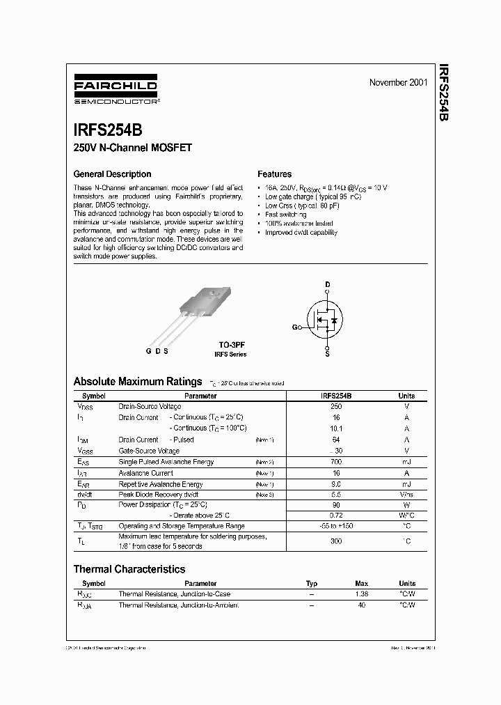 IRFS254B_605730.PDF Datasheet