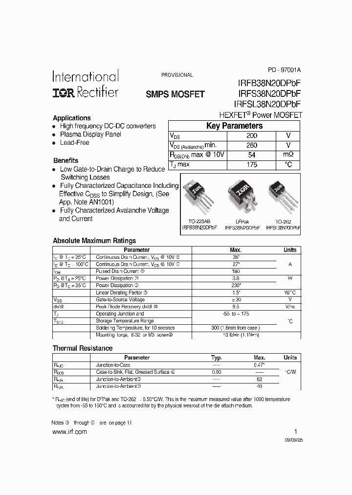 IRFS38N20DPBF_605734.PDF Datasheet