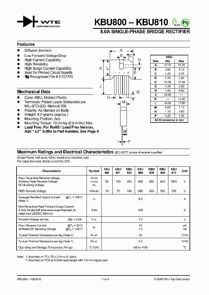 KBU80006_1012307.PDF Datasheet