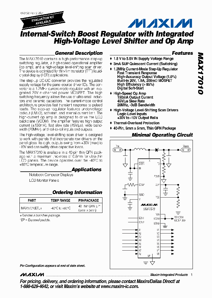 MAX17010ETL_1272525.PDF Datasheet