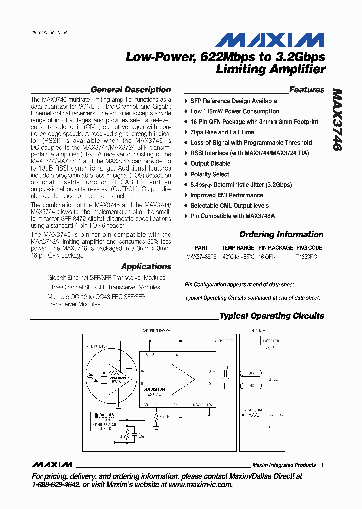 MAX3746ETE_1273100.PDF Datasheet