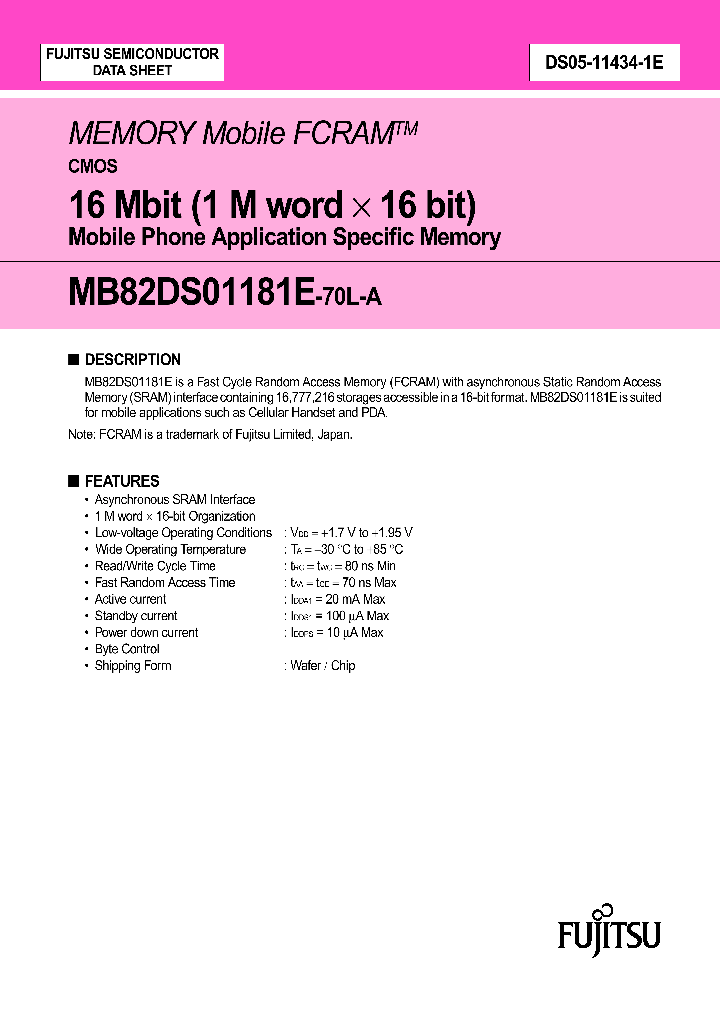 MB82DS01181E-70LWT-A_630433.PDF Datasheet