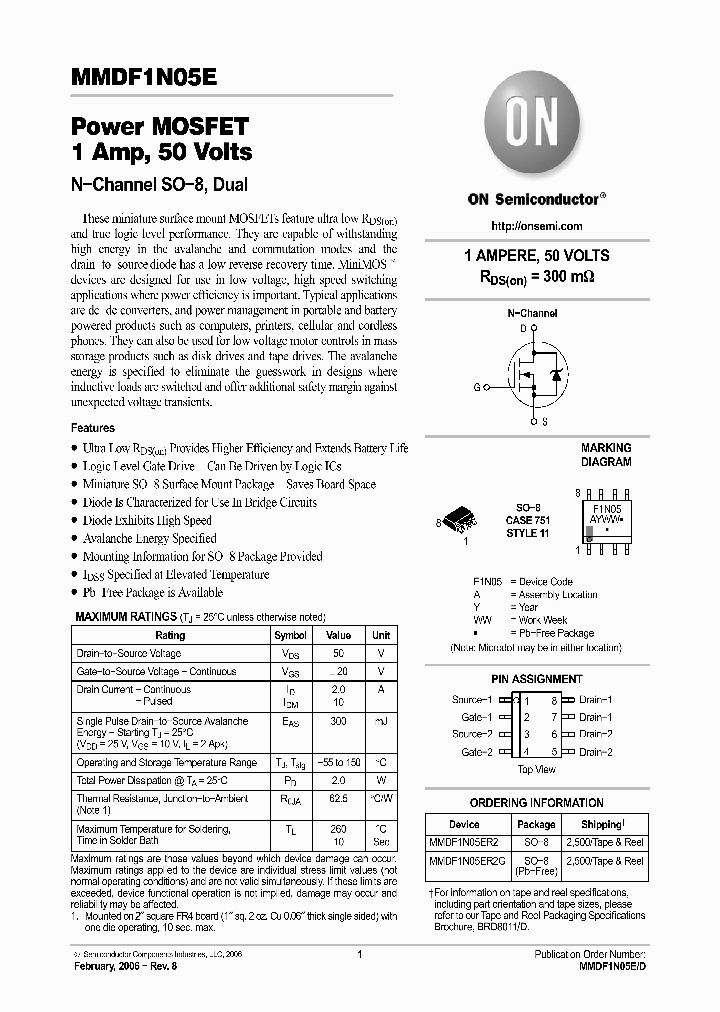 MMDF1N05ER2_744948.PDF Datasheet