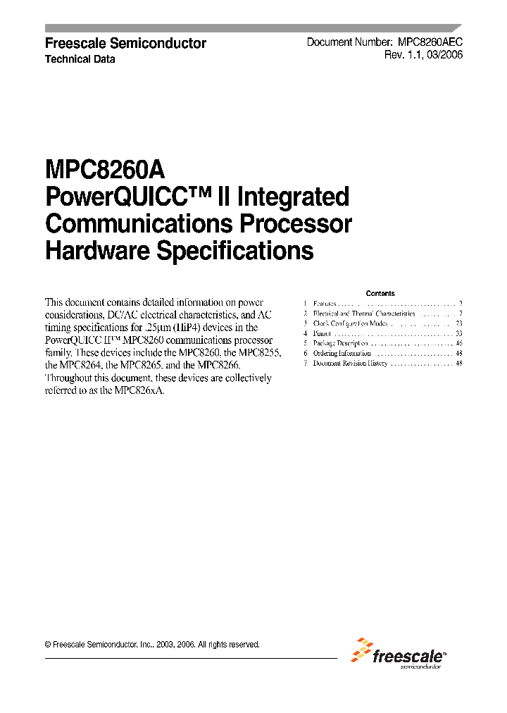 MPC8260A_874636.PDF Datasheet