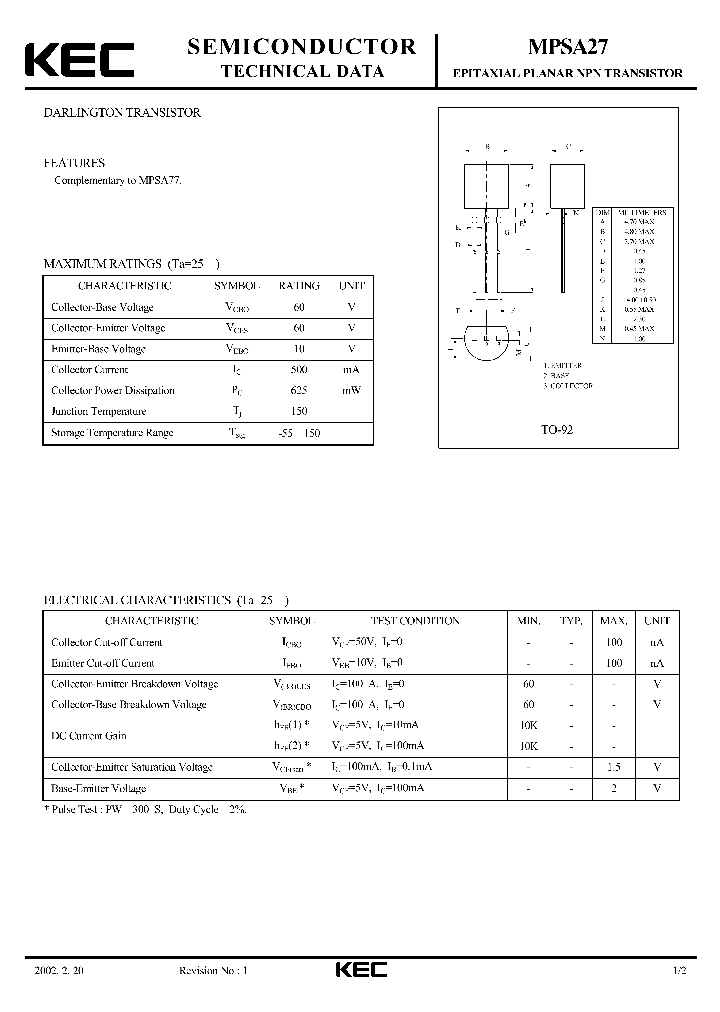 MPSA27_1282785.PDF Datasheet